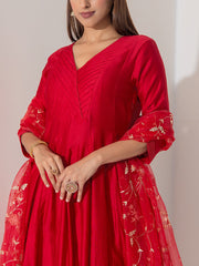 Maroon Chanderi Silk Suit Set