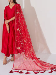 Maroon Chanderi Silk Suit Set