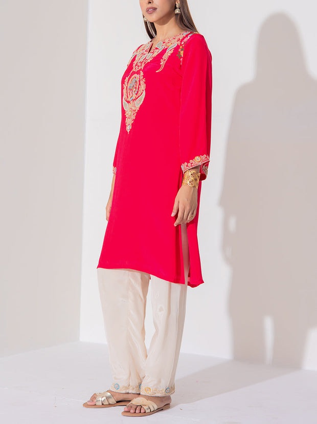 Pink Crepe Silk Suit Set