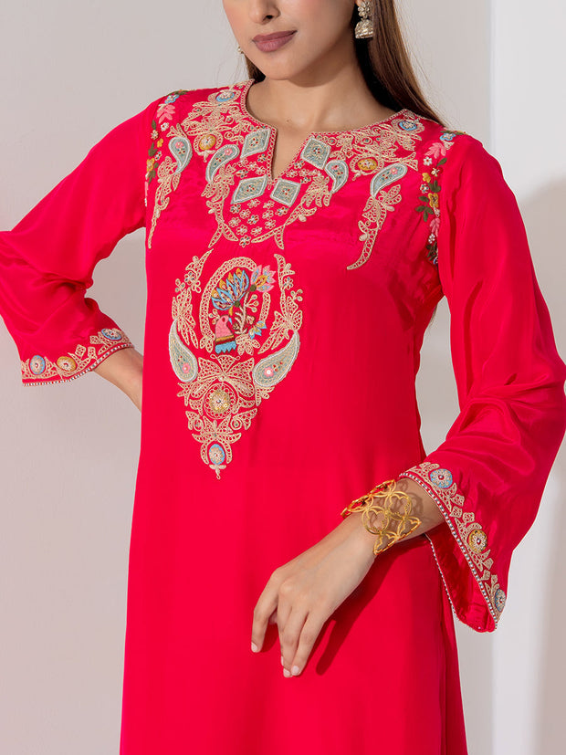 Pink Crepe Silk Suit Set
