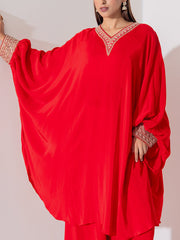 Red Crep Silk Sharara Set