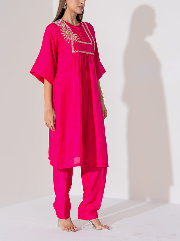 Pink Silk Kurta Set