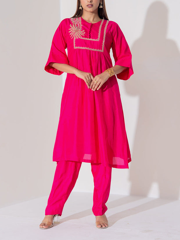 Pink Silk Kurta Set