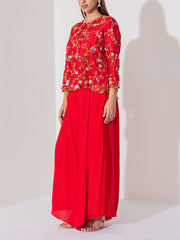 Red Silk Sharara Set