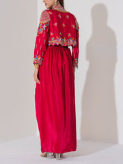 Maroon Silk Jacket Set