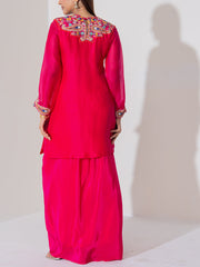 Pink Orgaza Pants-Crep Silk Shara Set