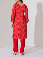 Red Summer Silk Kurta Set