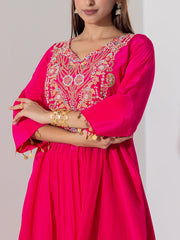Pink Crep Silk Suit Set
