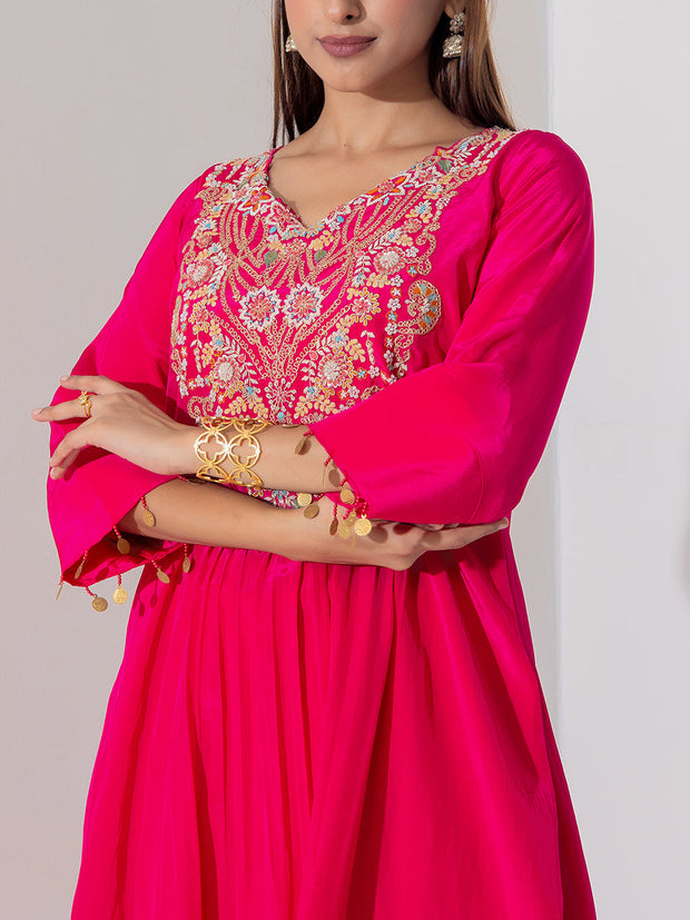 Pink Crep Silk Suit Set