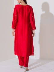 Red  Summer Silk Suit Set