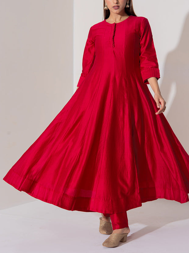 Maroon Chanderi Silk Suit Set