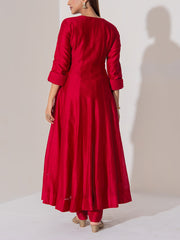 Maroon Chanderi Silk Suit Set