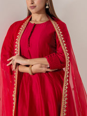 Maroon Chanderi Silk Suit Set