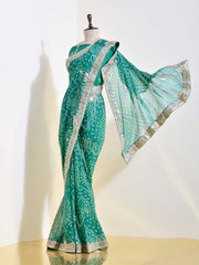 Green Georgette Bandhani Saree