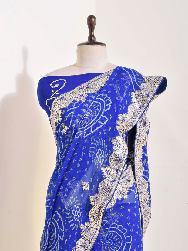 Blue Georgette Bandhani Saree