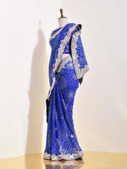 Blue Georgette Bandhani Saree