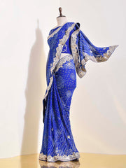 Blue Georgette Bandhani Saree