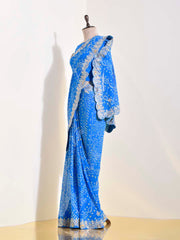 Blue Georgette Leheriya Saree