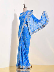 Blue Georgette Leheriya Saree