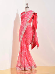 Red Georgette Leheriya Saree