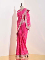 Pink  Georgette Bandhani Saree