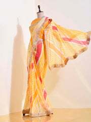 Yellow Georgette Leheriya Saree