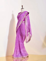 Purple Georgette Leheriya Saree