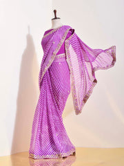 Purple Georgette Leheriya Saree