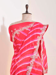 Red Georgette Leheriya Saree