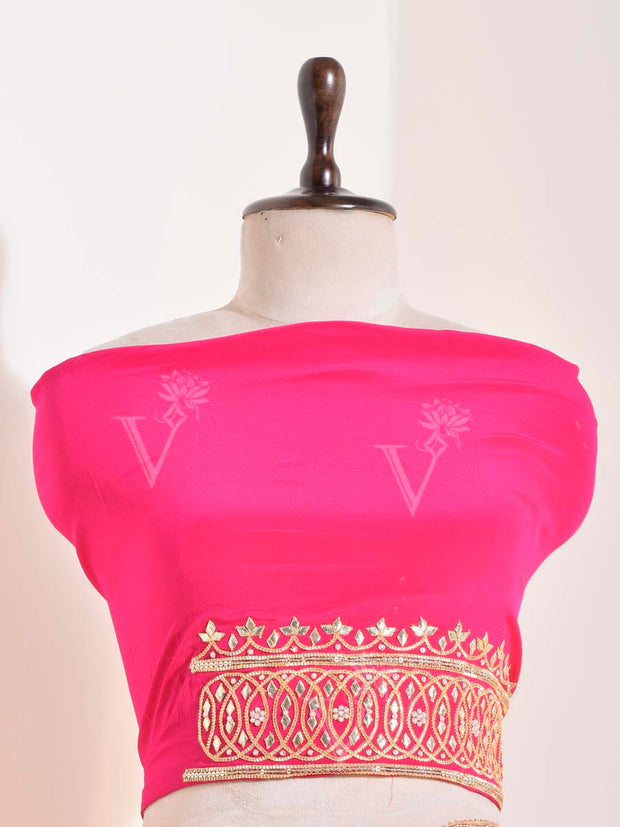 Pink Georgette Leheriya Saree