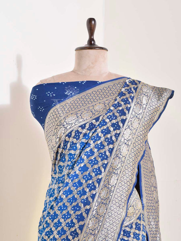 Turquoise Georgette Bandhani Saree