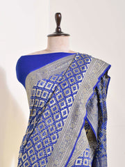 Ink Blue Georgette Bandhani Saree