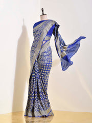 Ink Blue Georgette Bandhani Saree