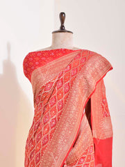 Red Georgette Bandhani Saree