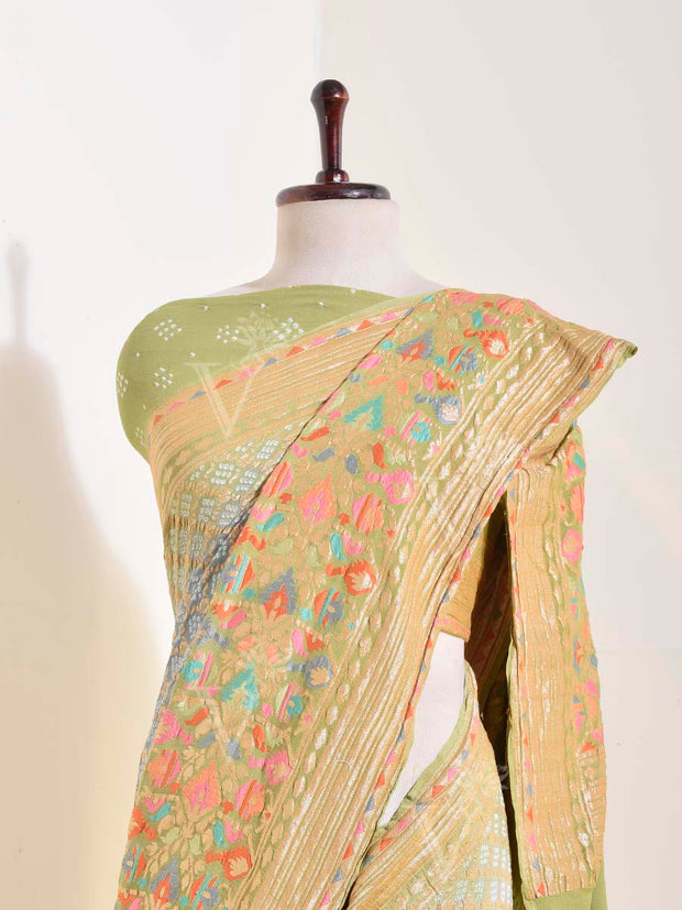 Grey Georgette Bandhani Saree