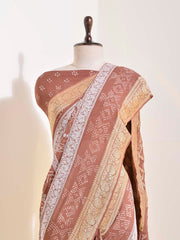 Brown Georgette Bandhani Saree