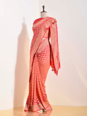 Orange & Red Georgette Bandhani Saree