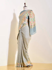 Grey Georgette Bandhani Saree