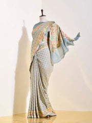 Grey Georgette Bandhani Saree