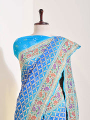 Blue Georgette Bandhani Saree