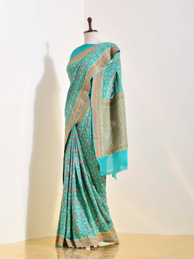 Green Georgette Bandhani Saree