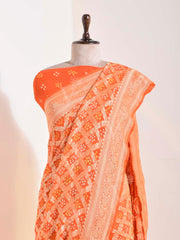 Orange Georgette Bandhani Saree