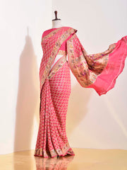 Pink Georgette Bandhani Saree