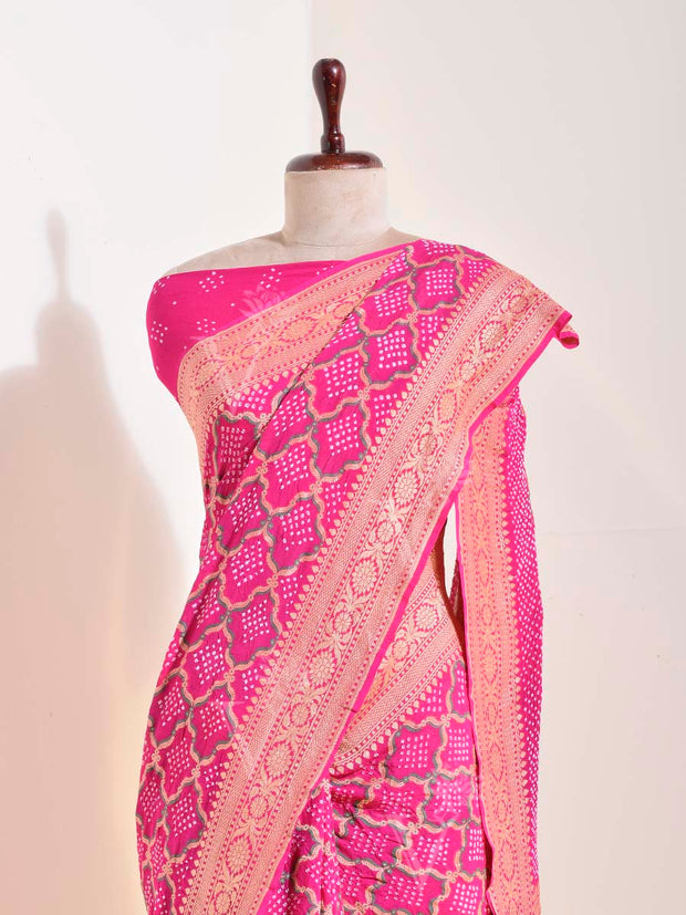 Mazenta Georgette Bandhani Saree