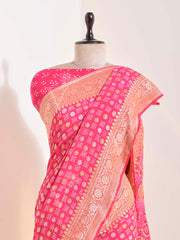 Pink Georgette Bandhani Saree