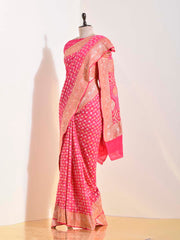 Pink Georgette Bandhani Saree