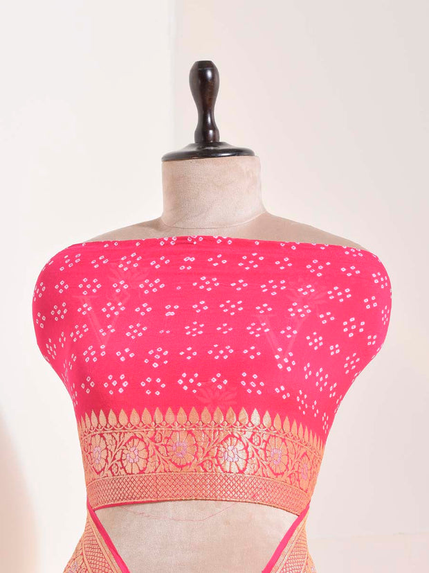 Pink Georgette Bandhani Saree