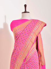 Pink Georgette Bandhani Saree