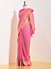 Pink Georgette Bandhani Saree