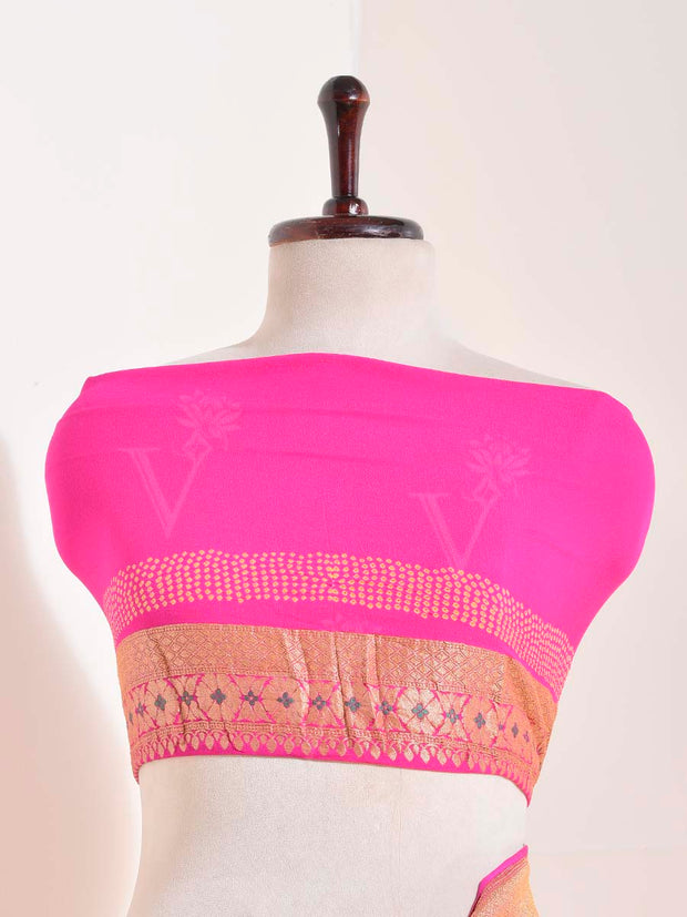 Pink Georgette Bandhani Saree